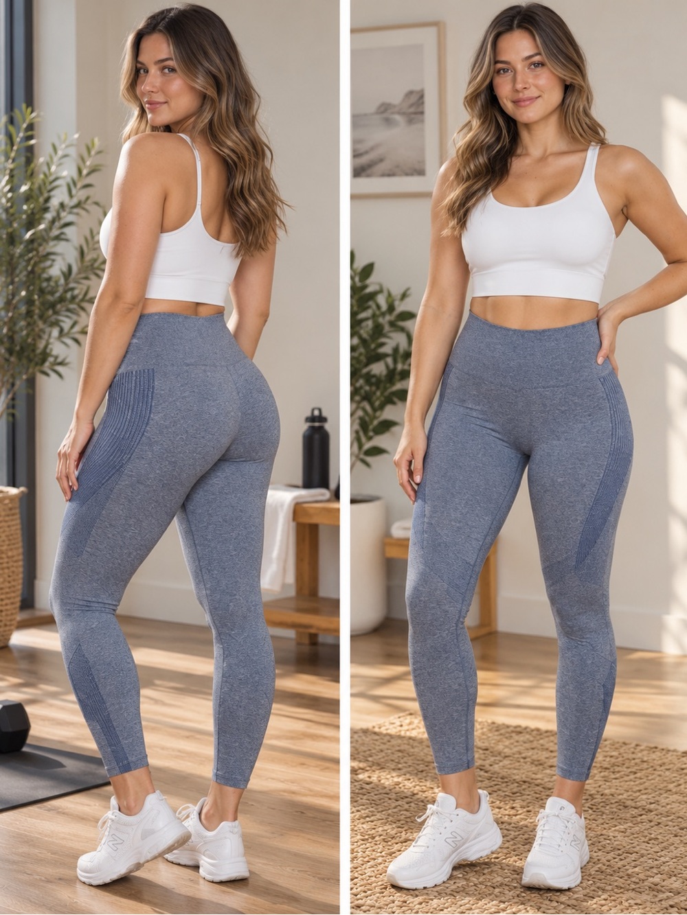 Seamless High-Waist Sculpting Leggings - Blue